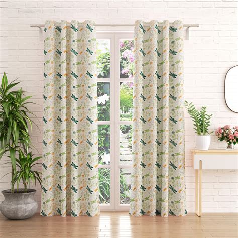 Buy Corsica Dragonfly Set of 2 Printed Blackout Door Curtains from ...