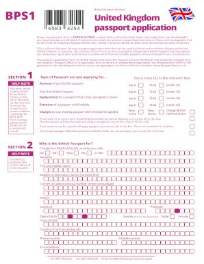 UK Passport Offices BPS1 - Fill and Sign Printable Template Online