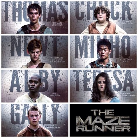 The Maze Runner character poster Thomas, Chuck, Newt, Minho, Alby ...