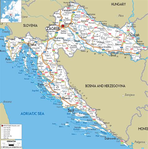 Detailed Road Map of Croatia - Ezilon Maps