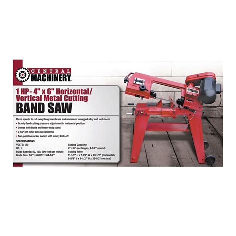 Central Machinery 1 HP 4 in. x 6 in. Horizontal/Vertical Metal Cutting ...