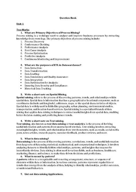 BA4027 - Data Mining Question Bank & Social Impact Analysis - Studocu