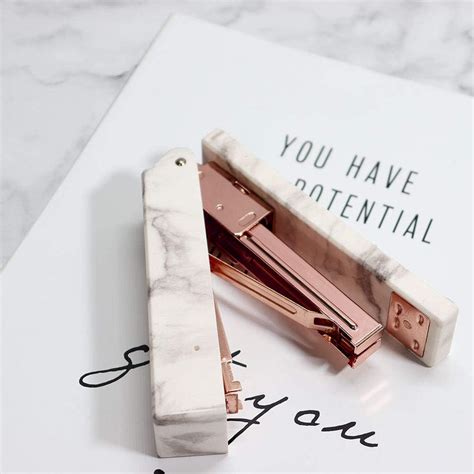 Buy Acrylic Marble Desktop Organizer Set Stapler with Staples, Pencil ...