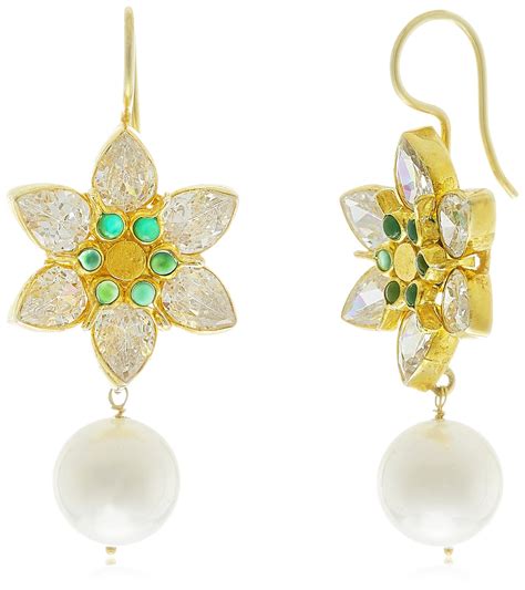 Astha Jagwani Silver Plated Drop Earrings for Women (Golden) (AJ13E33 ...