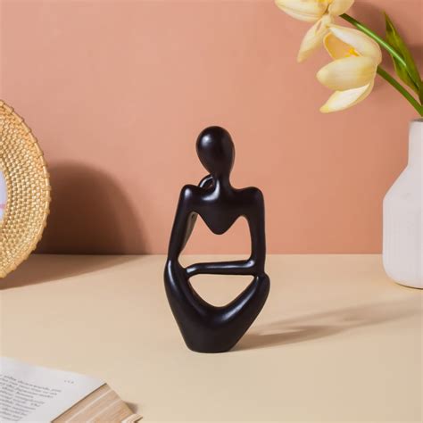 Black Sitting Showpiece Thinking Online - Premium Decor Object | Nestasia