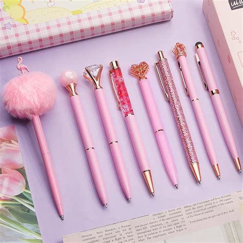 WEMATE 8Pcs Ballpoint Pens Set,Ballpoint Pen Bling for Women,Girly Pens ...