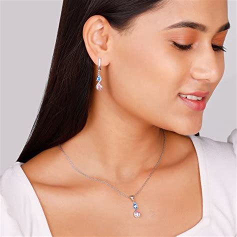 Buy GIVA 925 Sterling Silver Blue and Pink Stone Set of Two | Gifts for ...