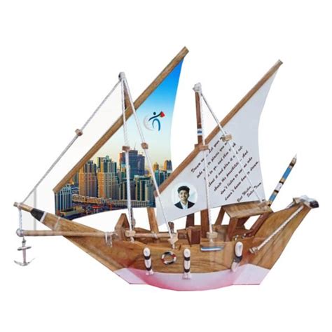 Arabian Wooden Dhow Model Memento – Handcrafed Teak Wood Sailing Vessel ...