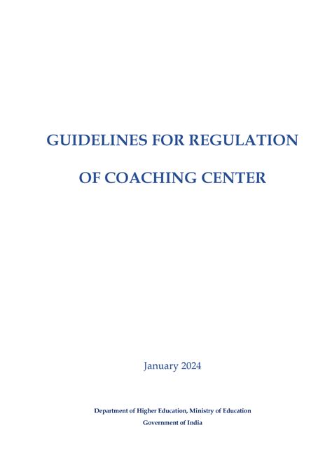 Guidelines for Regulation of Coaching Center - GUIDELINES FOR ...