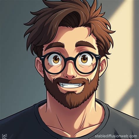 Anime Man with Glasses and Beard | Stable Diffusion Online