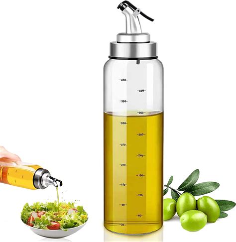 WOODTULA Glass Oil Dispenser with Measurements - 500ml Olive Oil ...