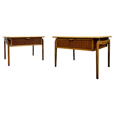 Mid Century MODERN Walnut + Oak END TABLES by Lane Perception, a Pair ...