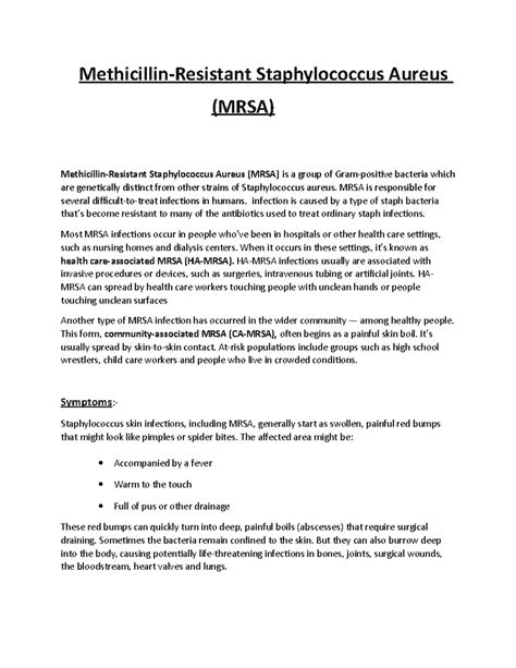 MRSA 4444 - Methicillin-Resistant Staphylococcus Aureus (MRSA) is a ...