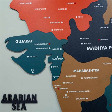 Buy Wall Art - Tortila Wooden Colored Map of India | Arcedior