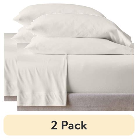 (2 pack) Better Homes & Gardens 4-Piece Arctic White Adult Jersey Sheet ...