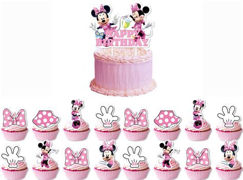 Buy 25PCS Minnie Mickey Mouse Cake Toppers,Cupcake Toppers,Cake ...