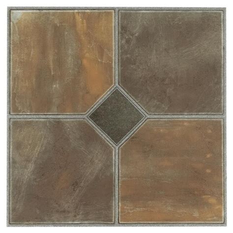 Achim Rustic Slate Orange Wood Look 0.07-mil x 12-in W x 12-in L Peel ...