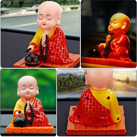 Buy Tofficu Little Monk Figurine Solar Head Toys Funny Car Shaking Head ...