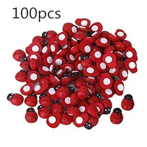 ZELMAE 3D Painted WoodenLadybirds Ladybug Miniature Micro Garden ...