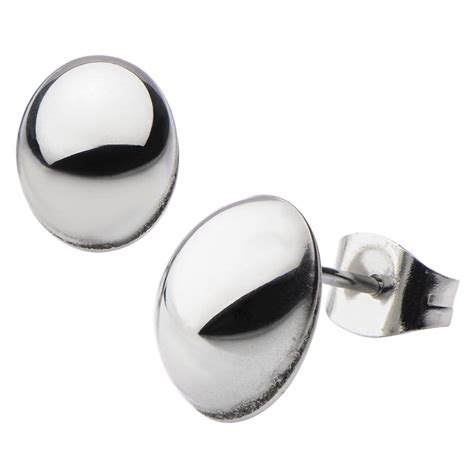 Buy Silver Stainless Steel Small Oval Dome Studs Online - Inox Jewelry ...