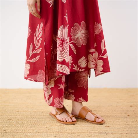 Buy Rosa A-line Cotton Co-ord Set - Red | Rustorange