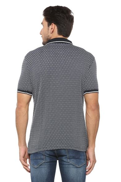 Buy Men Black Textured Polo Neck Collar T-shirt Online - 292601 | Peter ...