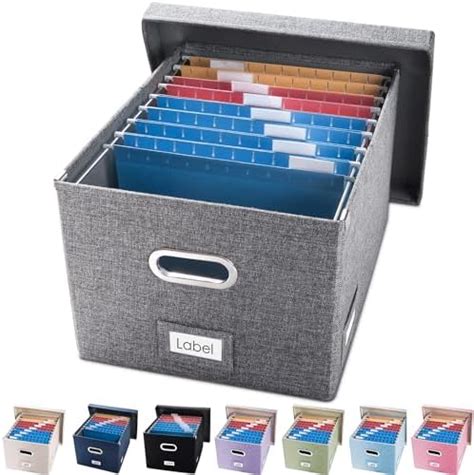 Prandom File Organizer Box - Set of 1 Collapsible Decorative Linen ...
