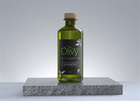 Olive Oil Glass Bottle Mockup | Free PSD Templates