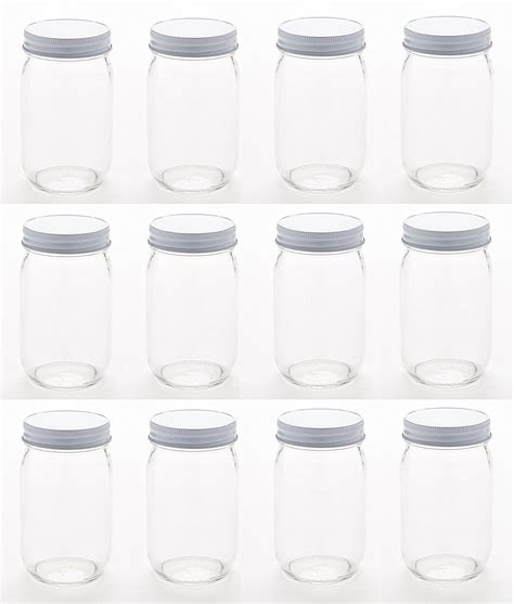 NMS 16 Ounce Glass Regular Mouth Mason Canning Jars - Case of 12 - With ...