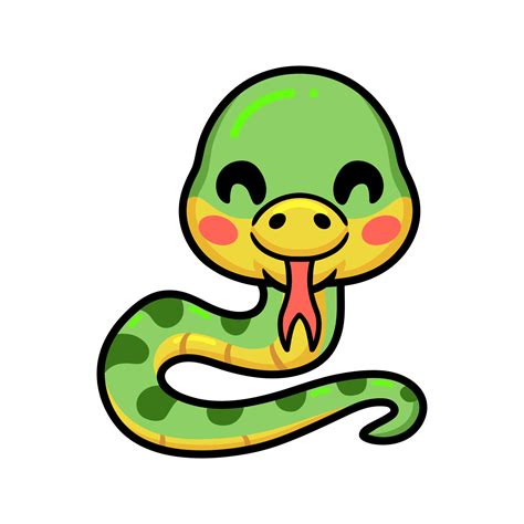 Cute little green snake cartoon 10381939 Vector Art at Vecteezy