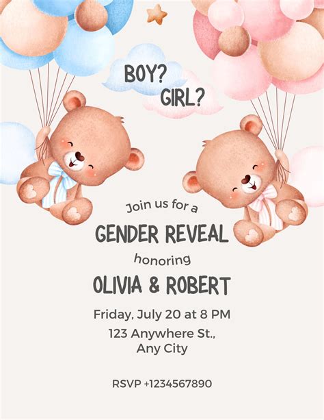 Printable Gender Reveal Party Invitation Editable PDF - Etsy