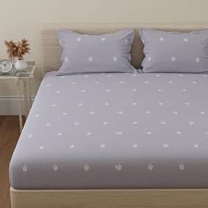 Huesland by Ahmedabad Cotton 144 TC Cotton Elastic Fitted Bedsheet King ...