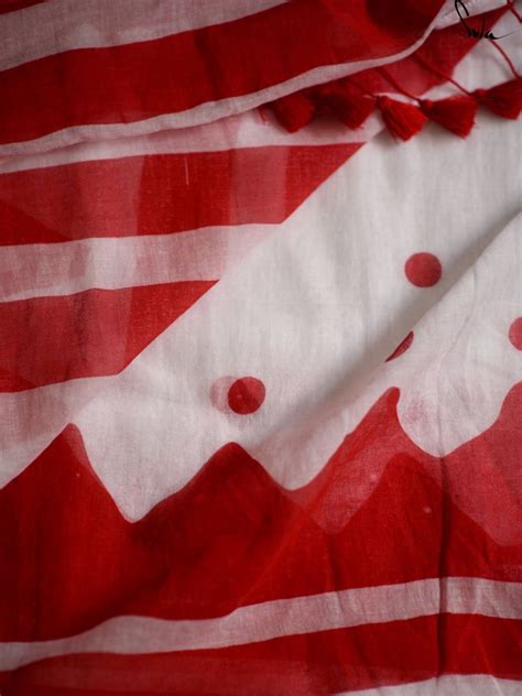 Cotton Multicolor Printed Red White Saree|Aalta|Suta