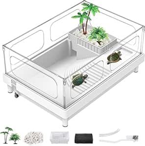 MoonOrange Small Turtle Tank, Acrylic Turtle Terrarium with Basking ...