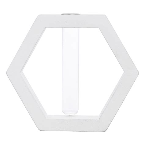 eCraftIndia Set of 2 Hexagon Shape Wooden Flower Vase Stand with Clear