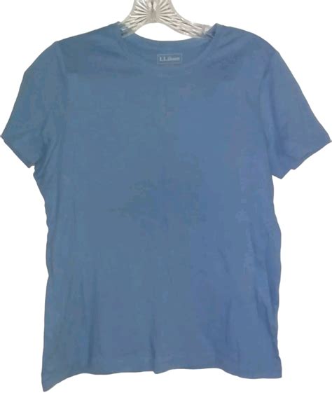 LL Bean T Shirt Women's Regular Size Medium Solid Blue Short Sleeve 100 ...