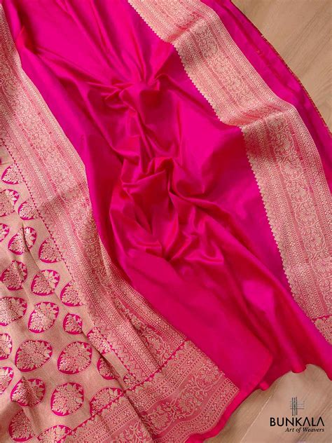 Pink Pure Katan Silk Jaal Design Handloom Banarasi Saree – BUNKALA
