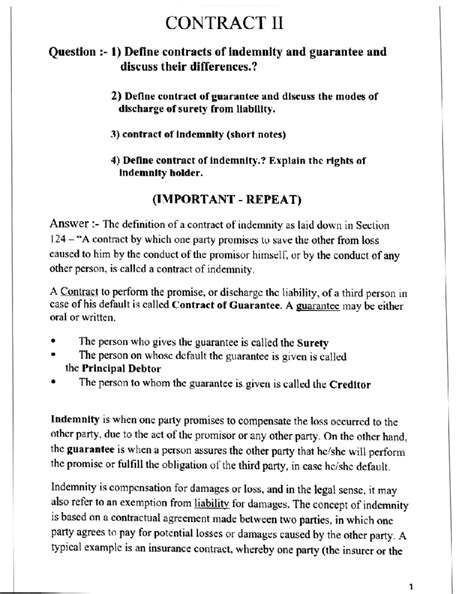 Contract 2 repeated questions - Llb 3 years - Studocu