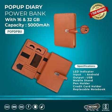 Unique Popup Power Bank Diary POPDPB5000mAh-32GB in bulk for corporate ...
