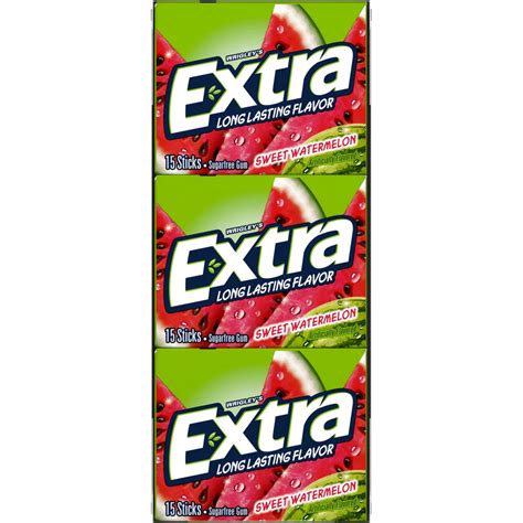 Extra Sugar Free Chewing Gum, Sweet Watermelon, 15-sticks, 12-count ...