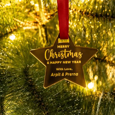 Golden Personalized Star Ornament - Custom Christmas Tree Hanging – The ...