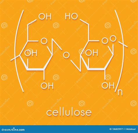 Cellulose, Chemical Structure. Main Component of Cotton Fiber, Wood, Paper, Etc. Skeletal ...