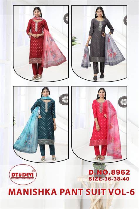 Manishka Vol 6 Design 8962 Dt Devi Roman Girls Readymade Pant Suits Wh ...