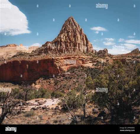 USA, Utah, Capitol Reef National Park. The Castle rock formation and ...