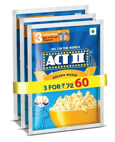 ACT II Popcorn IPC Golden Sizzle Combo Pack, 55g (Pack of 3) : Amazon ...