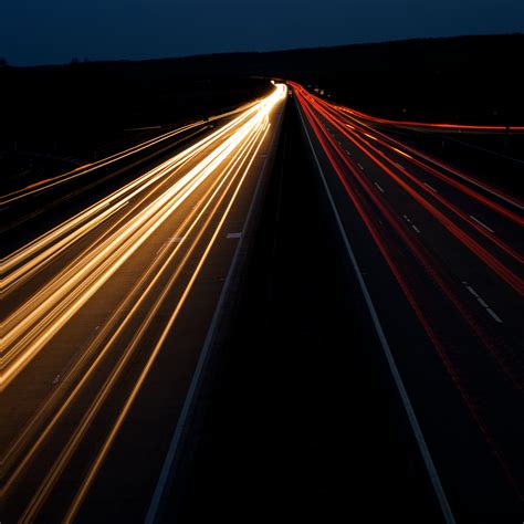 Download wallpaper 2429x2429 road, lights, turn, night, horizon hd ...
