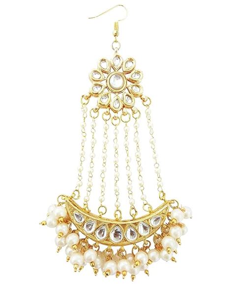 Buy Mehrunnisa Traditional Kundan Pearls Jhoomar Passa for Women ...