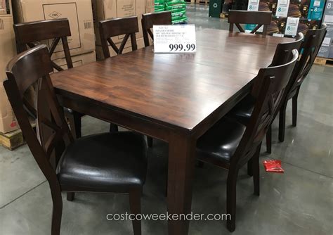 Imagio Home 9 piece Solid Wood Dining Set | Costco Weekender