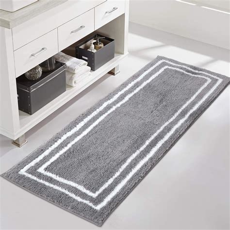 Amazon.com: Uphome Bathroom Runner Rug Gray Non-Slip Long Bath Mat Soft ...