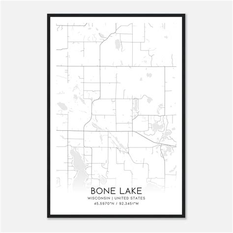 Bone Lake Wisconsin Map Poster, Modern Home Decor Wall Art Print ...